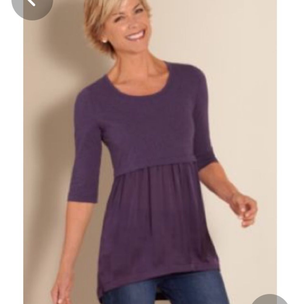 Soft Surroundings silky Odette plum high waist top